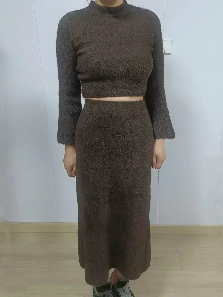 Elegant Sweater And Skirt Set
