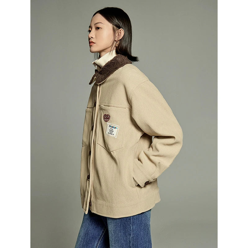 Corduroy Polo Neck Loose Jacket