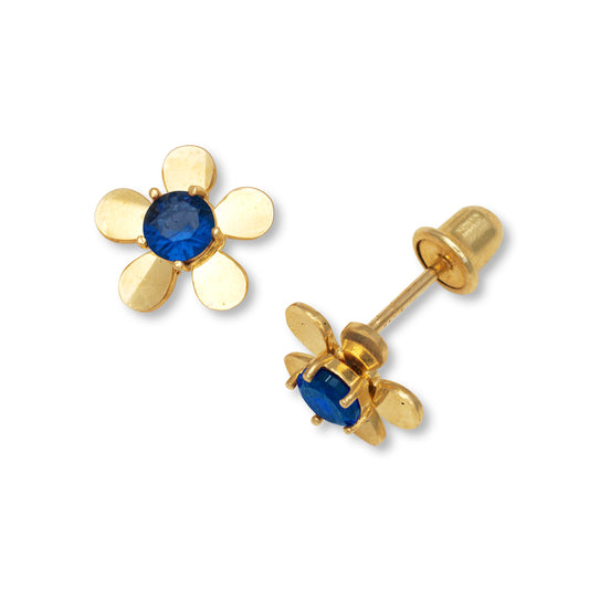 14K Solid Gold Flower Zircon Stud Earrings - BEYOND