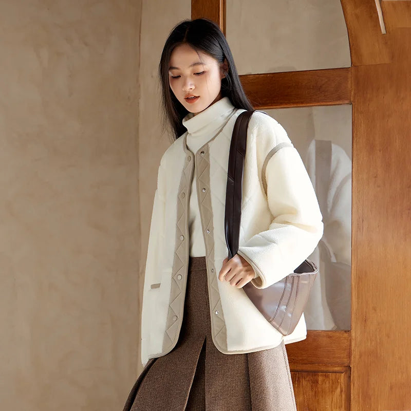 Mid-Length Lamb Imitation Wool Jacket