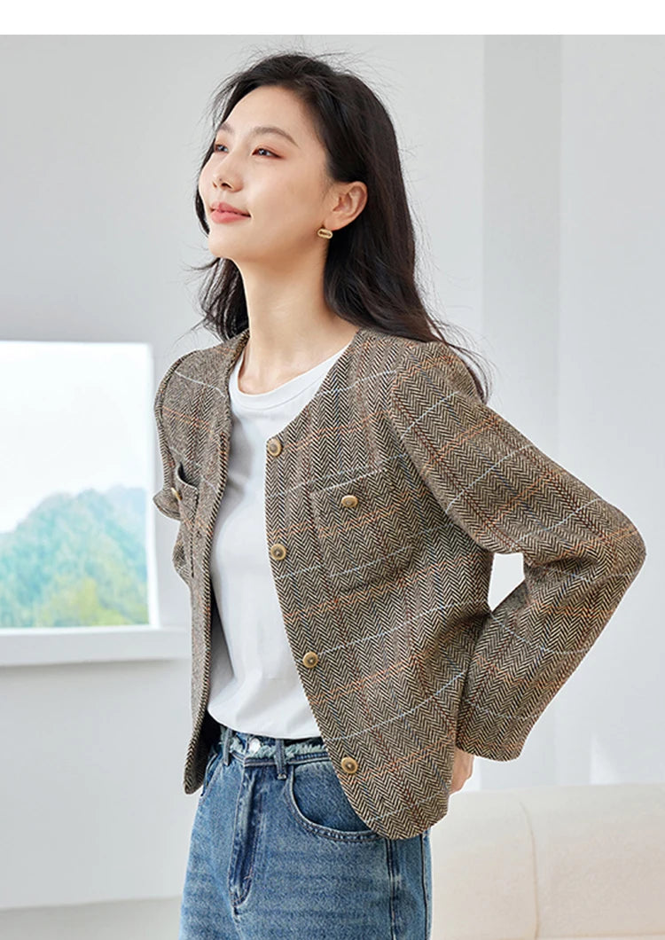 Plaid Cropped Jacket