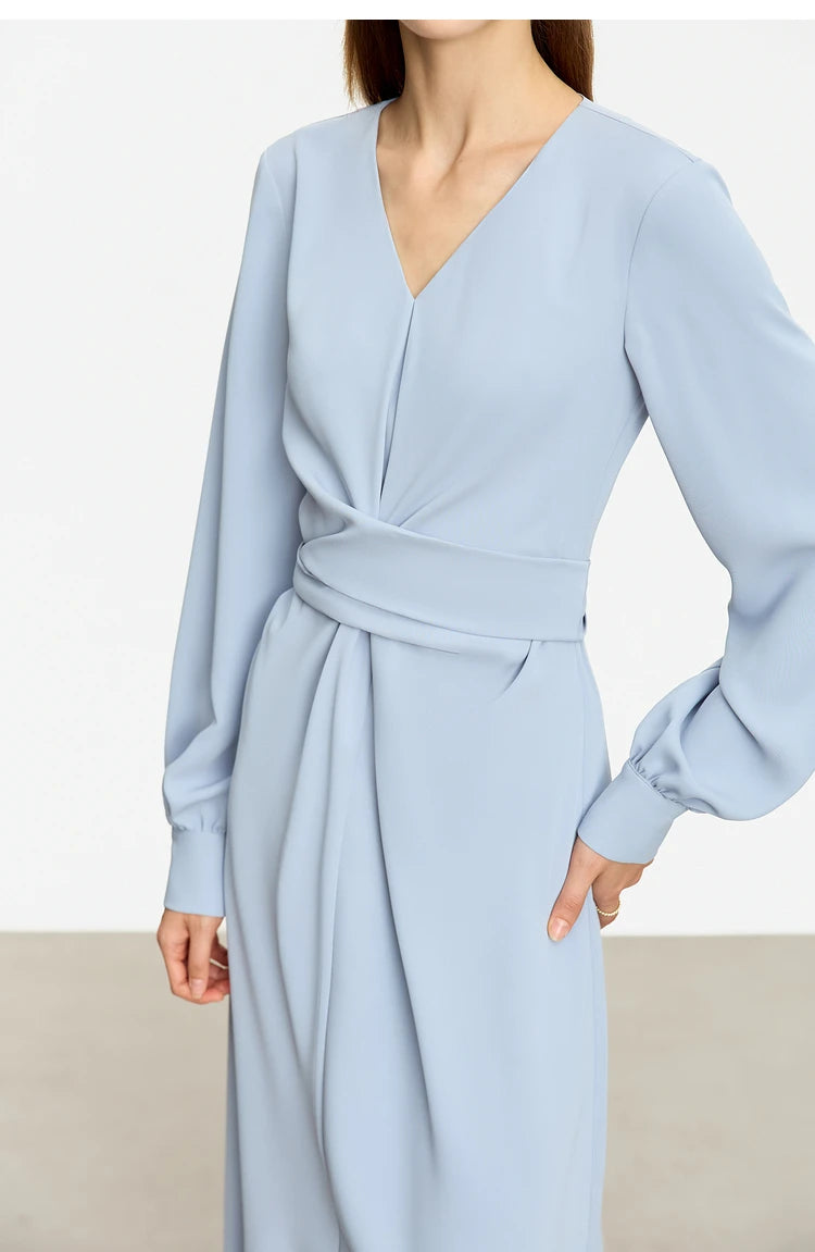 Minimalist V-neck A-Line Midi Dress