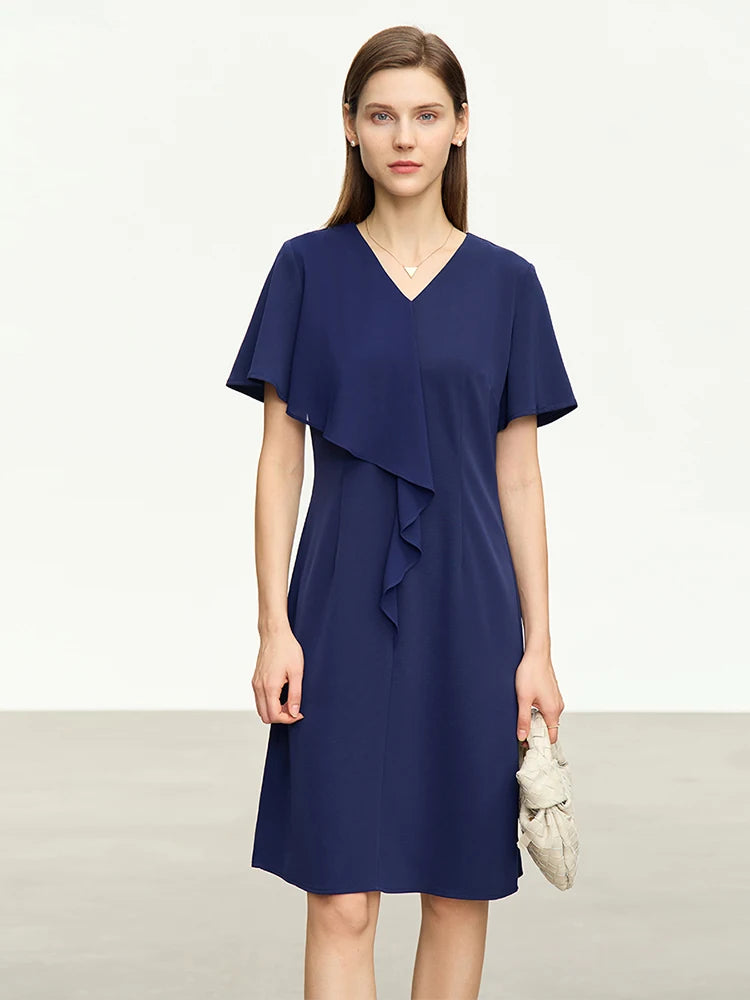 Chiffon V-Neck Ruffles Dress