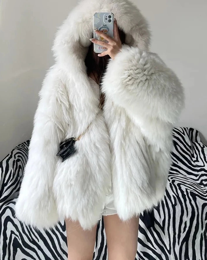 Hood Fluffy Fur Coat