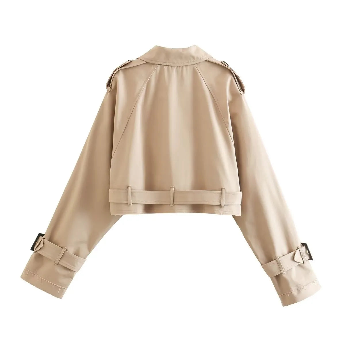 Chic Long Sleeve Cropped Trench Jacket - BEYOND