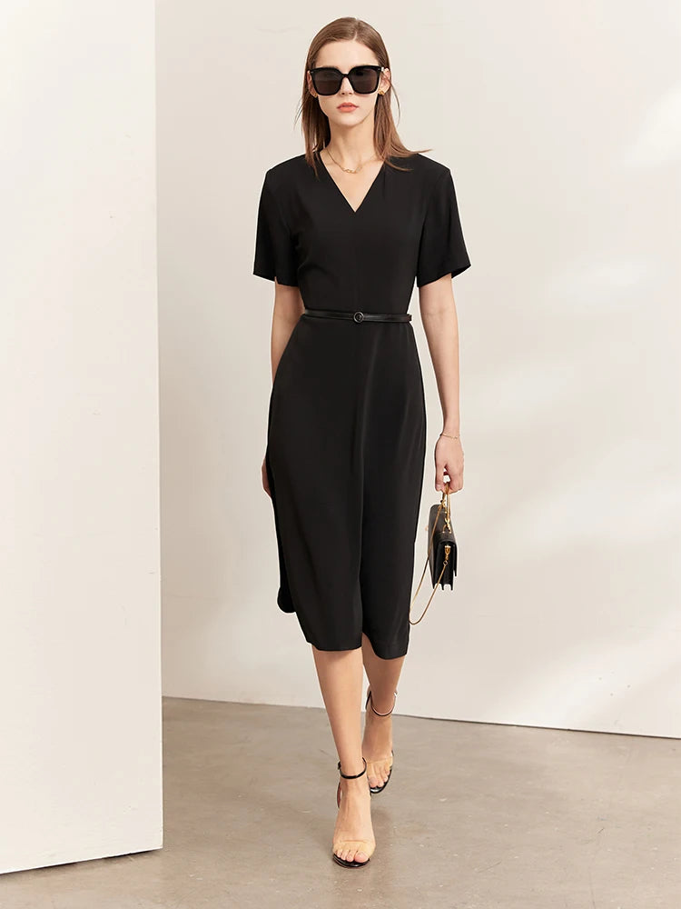 Minimalism Sleeves A-Line Midi Dress