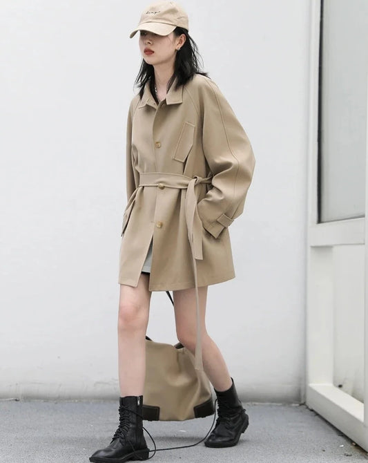 Solid Long Trench Coat