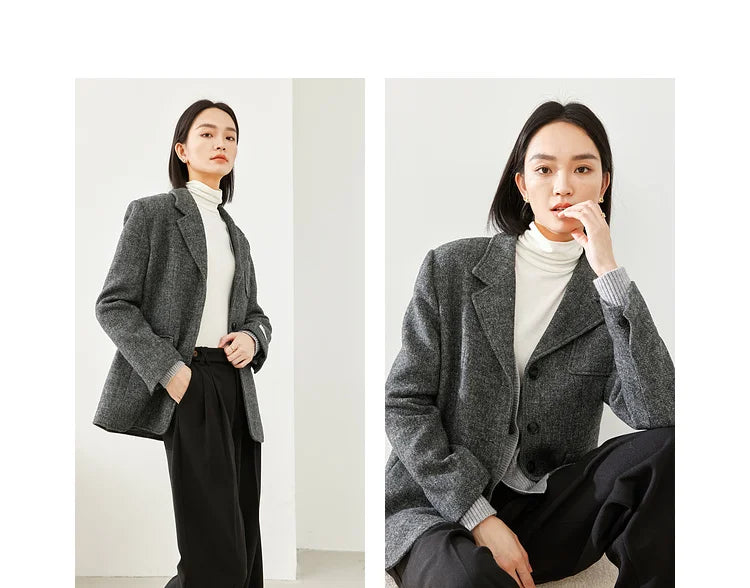 Wool Blended Elegant Blazer Jacket