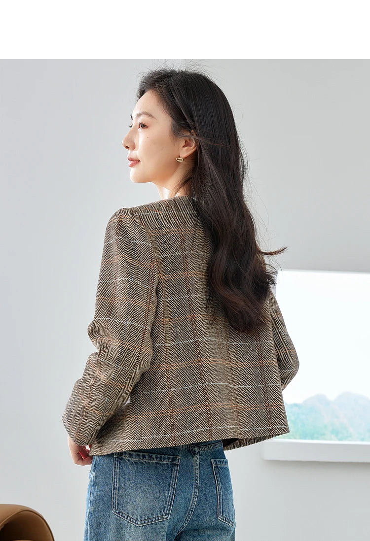 Plaid Cropped Jacket