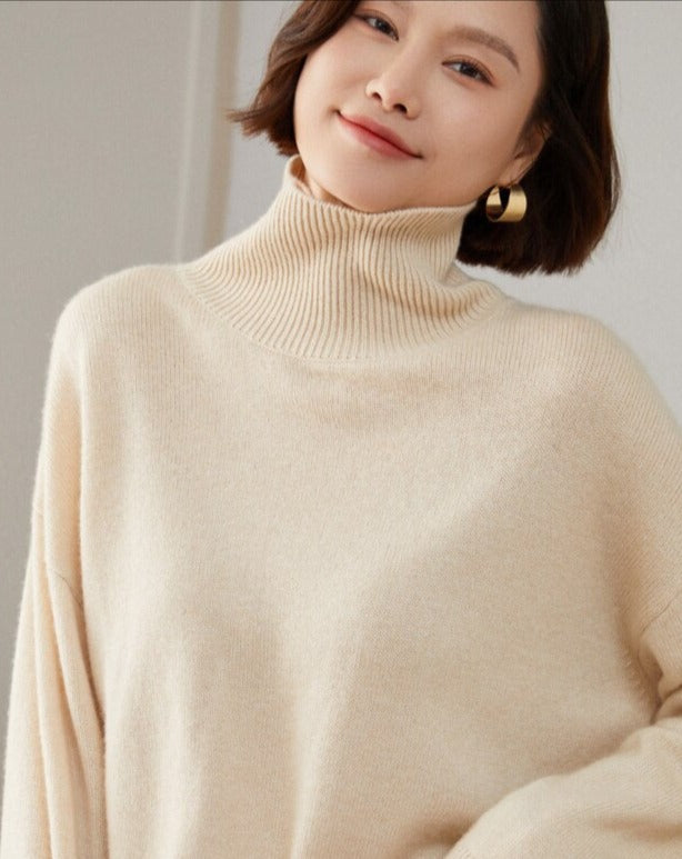 Long Sleeve Turtleneck Cashmere Sweater - BEYOND