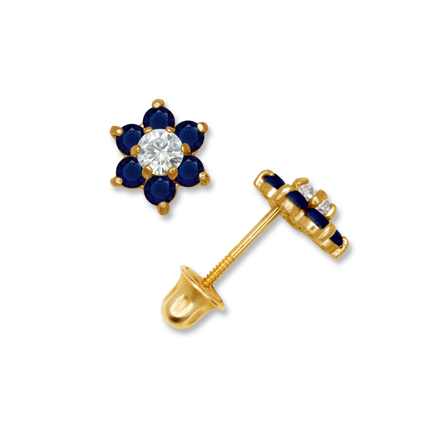 14K Solid Gold Flower Zircon Stud Earrings - BEYOND