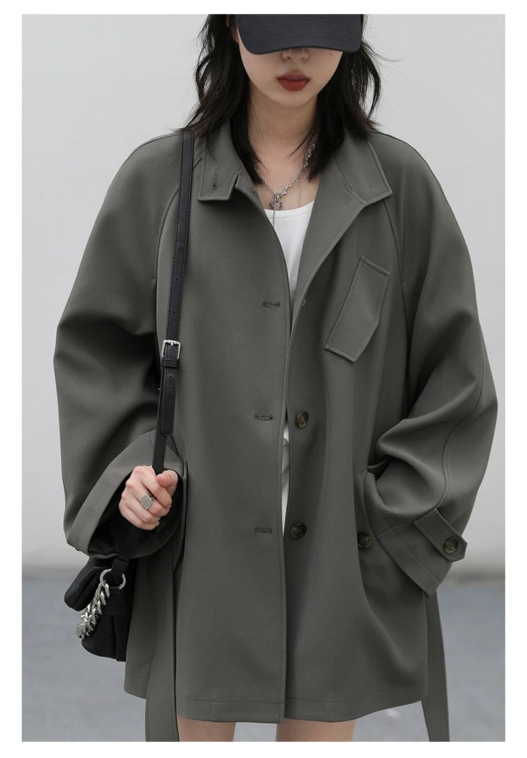 Solid Long Trench Coat