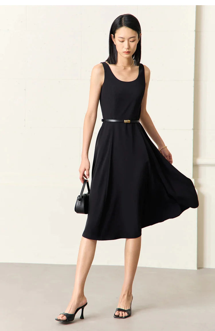 Black Round Neck Sleeveless Dress