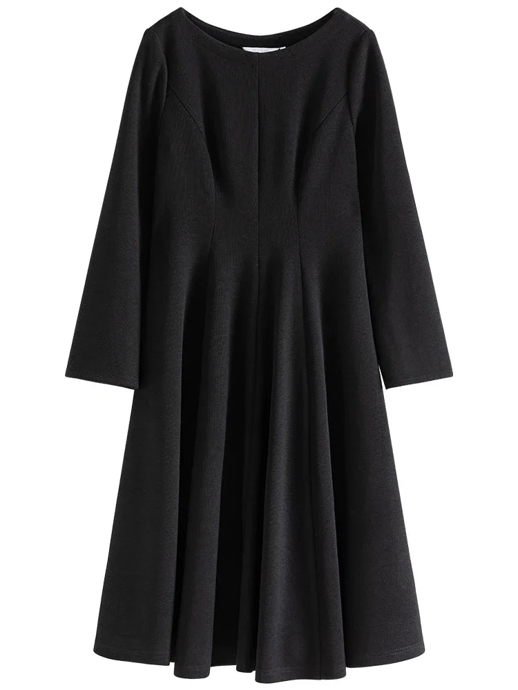 Elegant Woolen Midi Dress