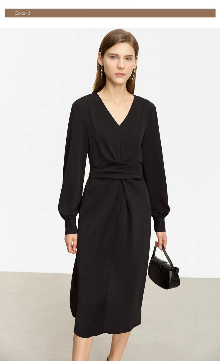 Minimalist V-neck A-Line Midi Dress