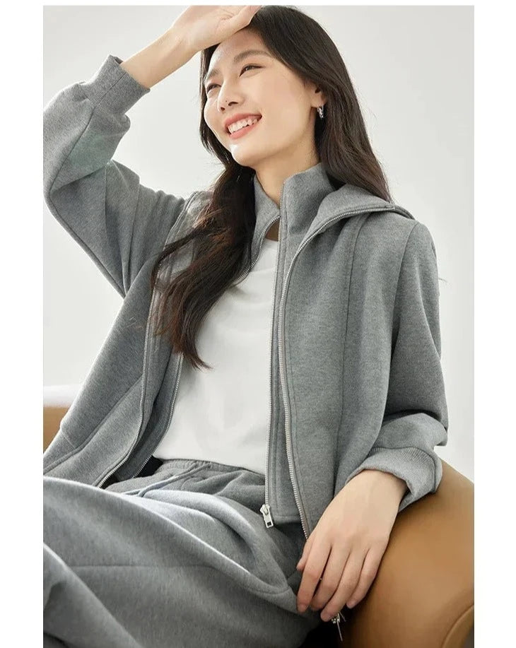 Two Piece Zipper Sweatshirt & Pants Set