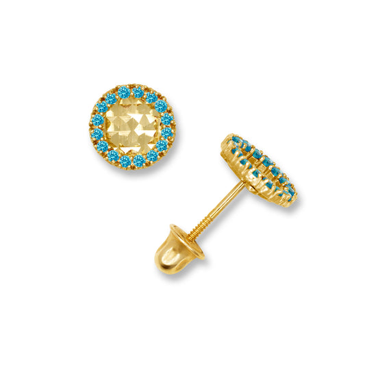 14K Solid Gold Zircon Stud Earrings - BEYOND