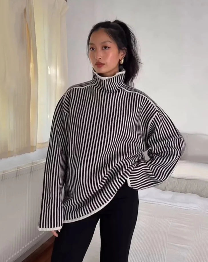 Elegant Striped Loose Sweater