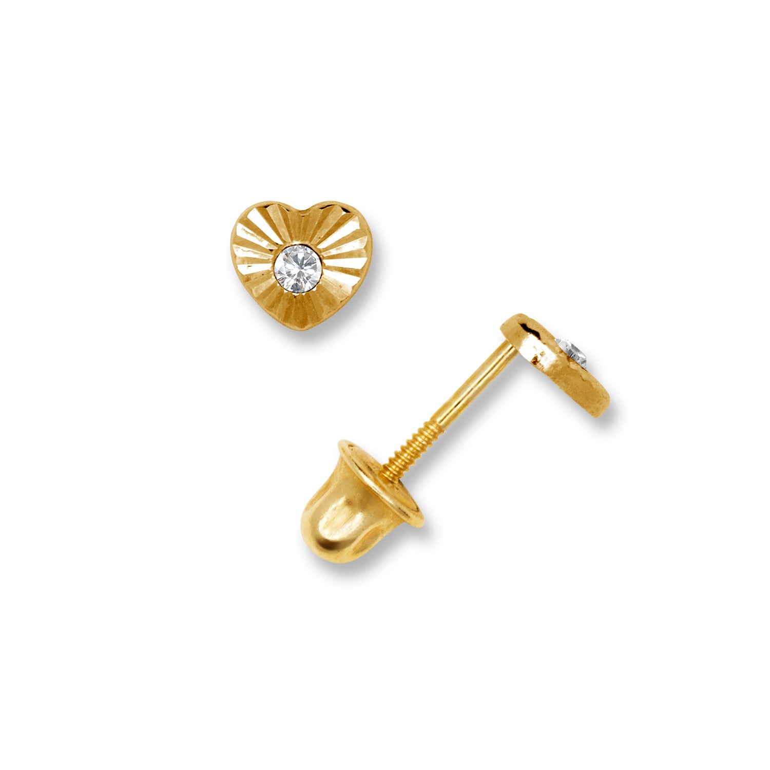 14K Solid Gold Zircon Heart Earrings - BEYOND