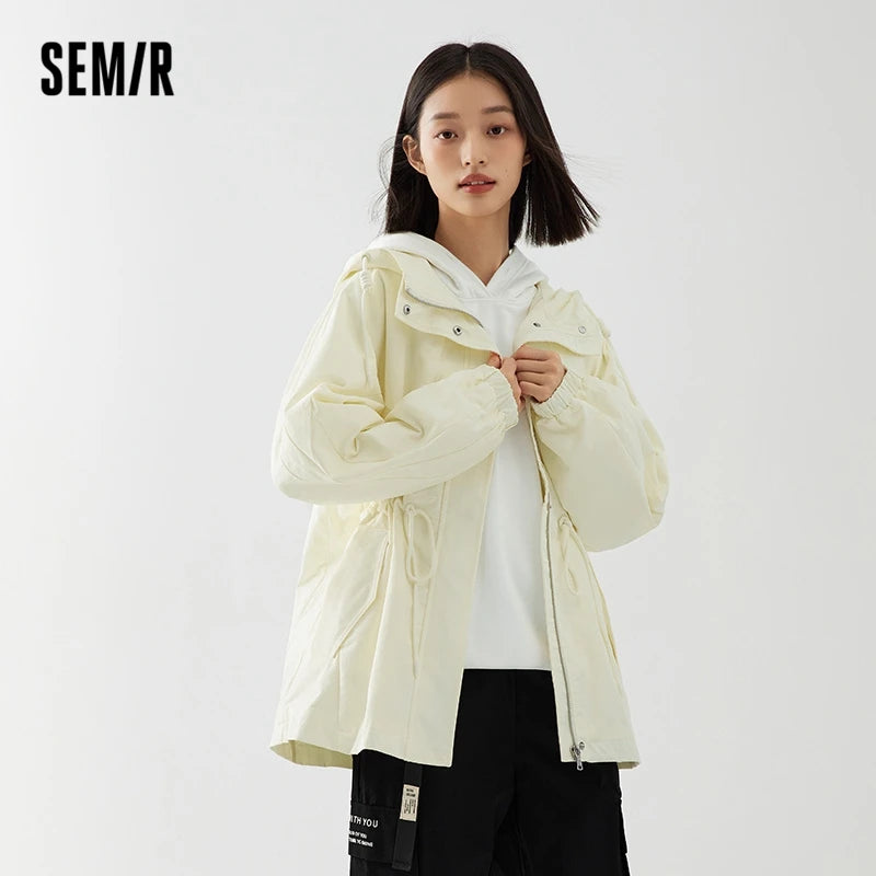 Mid-Length Casual Loose Hooded Jacket