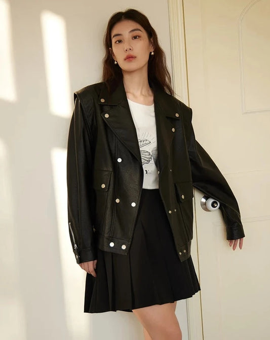 Casual Loose Vegan Leather Jacket