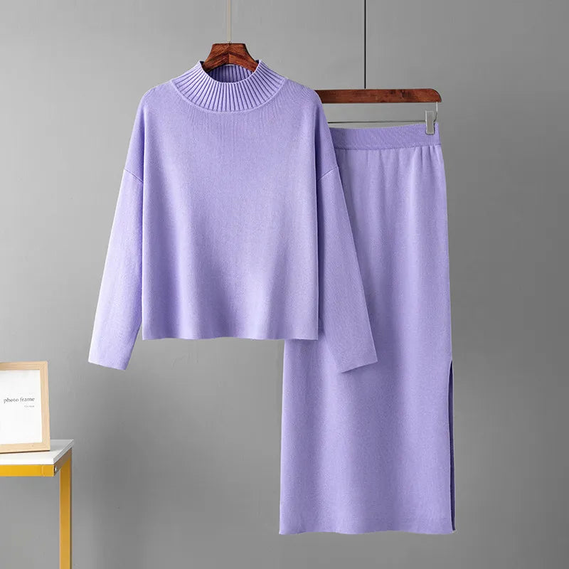 Elegant Loose Sweater And Long Skirts Set - BEYOND