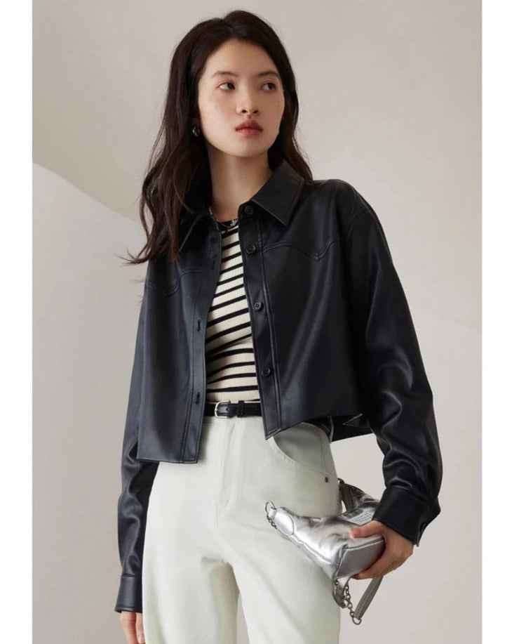 Vegan Leather Casual Jacket