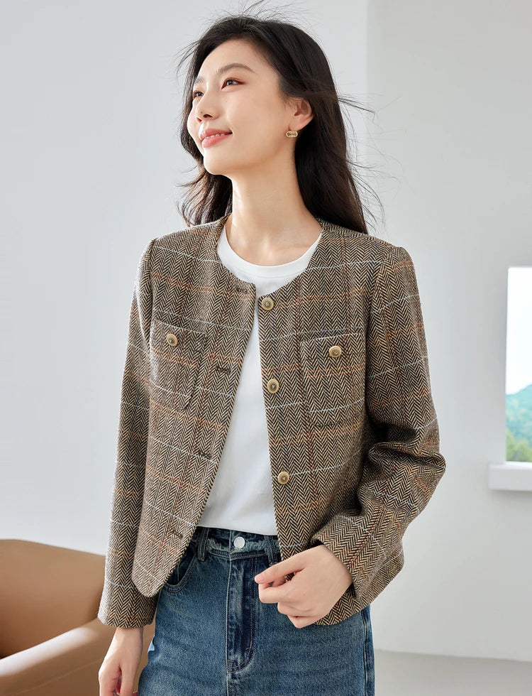 Plaid Cropped Jacket