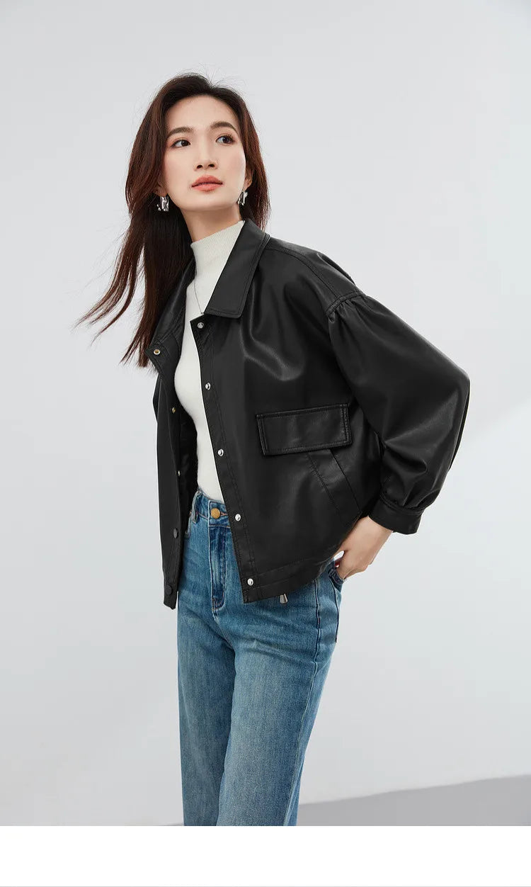 Leather Cropped Jacket