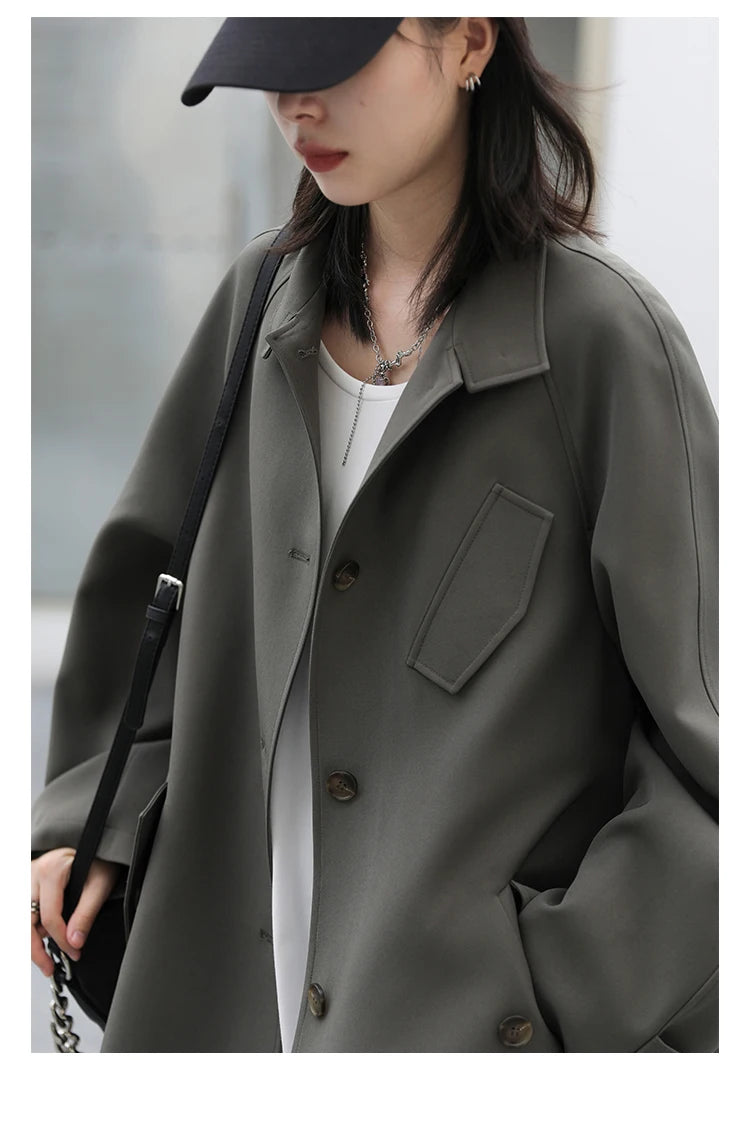 Solid Long Trench Coat