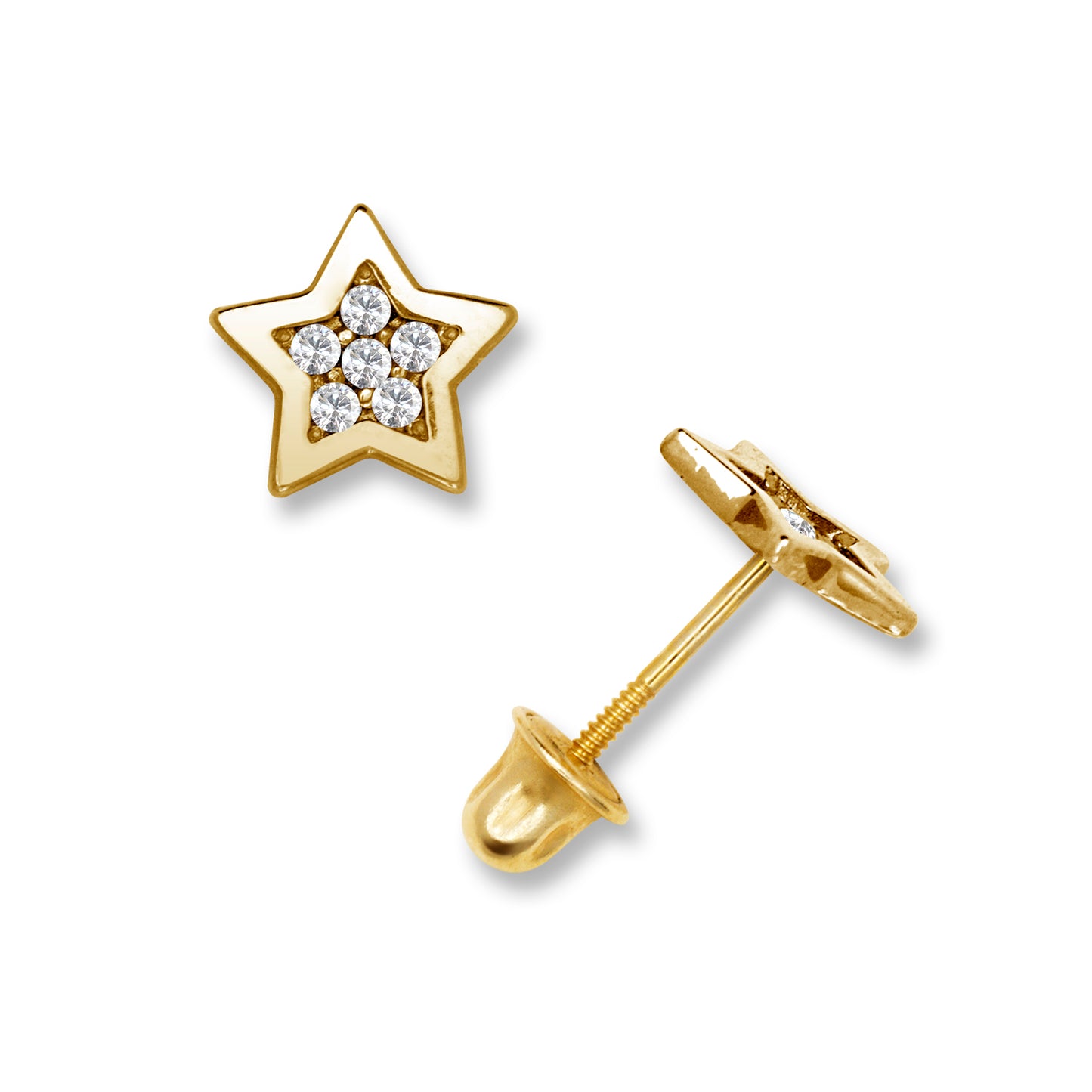 14K Solid Gold Star Zircon Stud Earrings - BEYOND