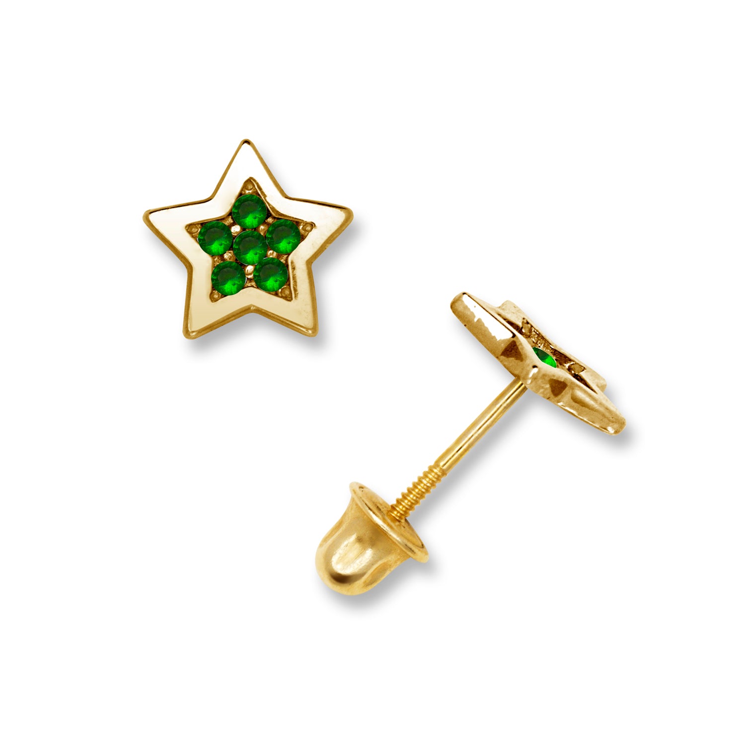 14K Solid Gold Star Zircon Stud Earrings - BEYOND