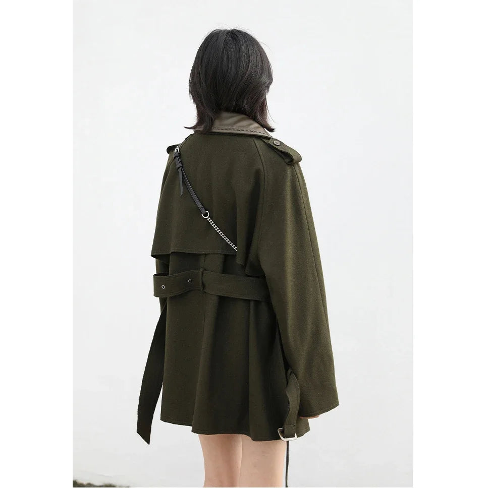 Woolen Solid Color Jacket Coat