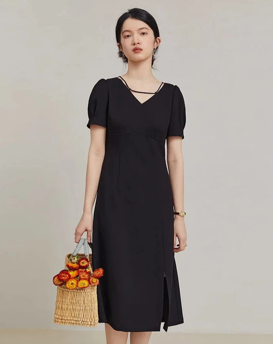 Elegant Midi Black Dress