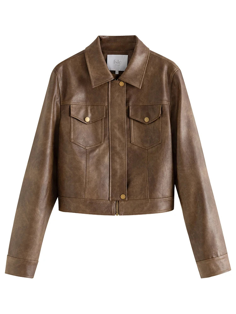 Faux Leather Casual Jacket