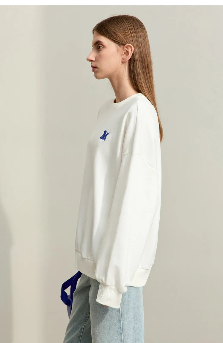 Minimalism Loose Embroidery Sweatshirt