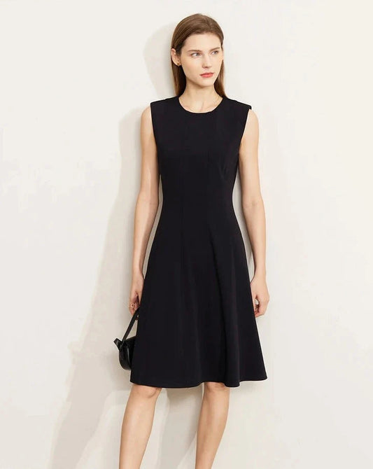 Black Minimalism A Line Sleeveless Tank Dress