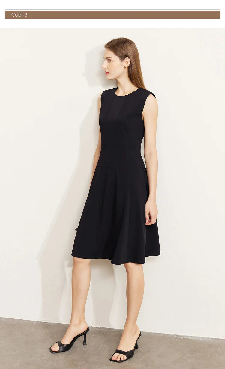 Black Minimalism A Line Sleeveless Tank Dress