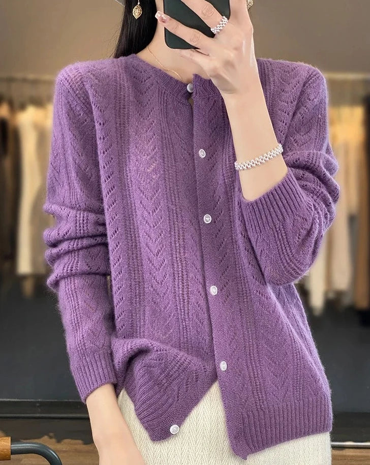 Round Neck Wool Cardigan