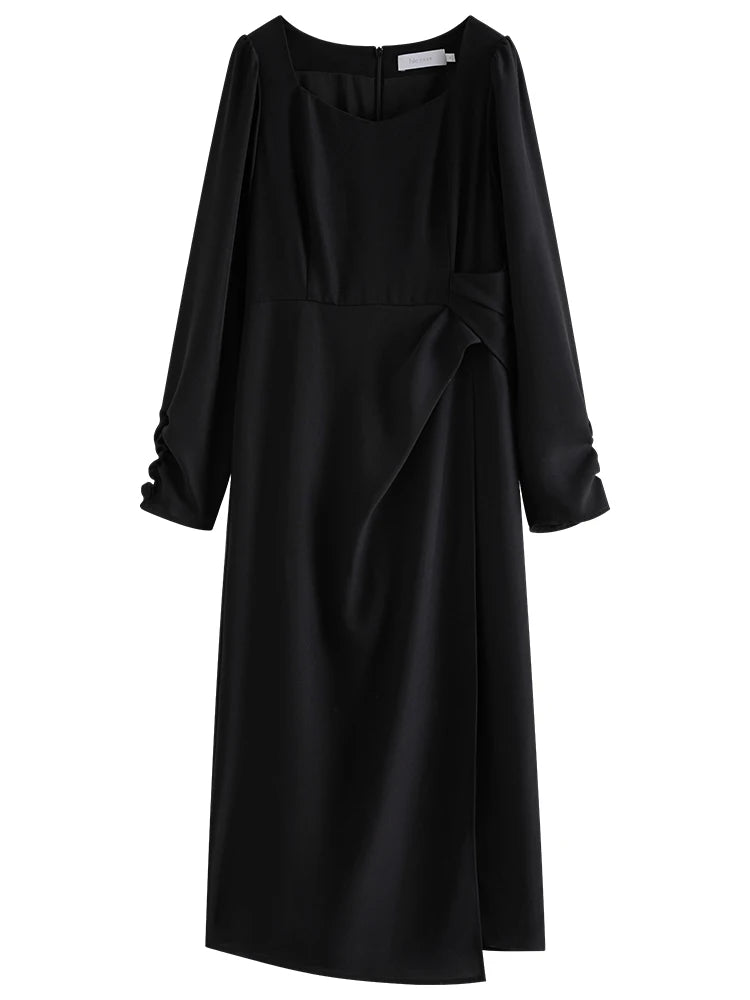 Elegant Long Sleeve Asymmetric Dress