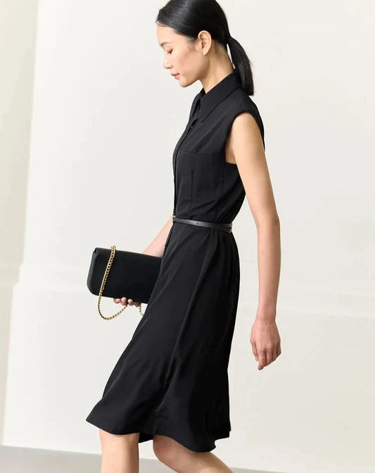 Black Minimalism Sleeveless Dress