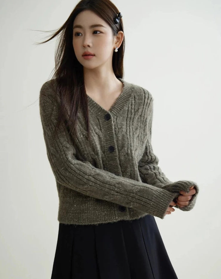 V-Neck Short Cardigan