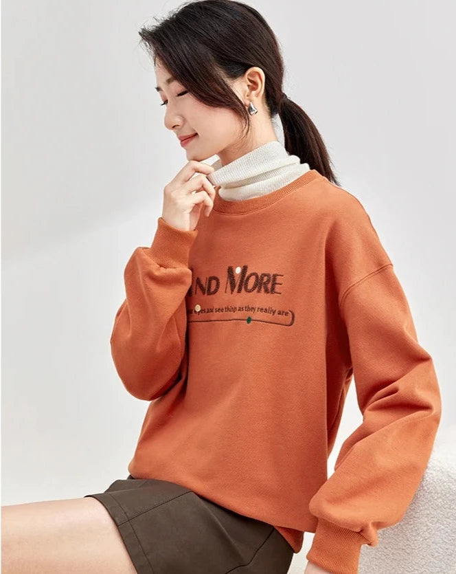 Round Neck Casual Loose Sweatshirt