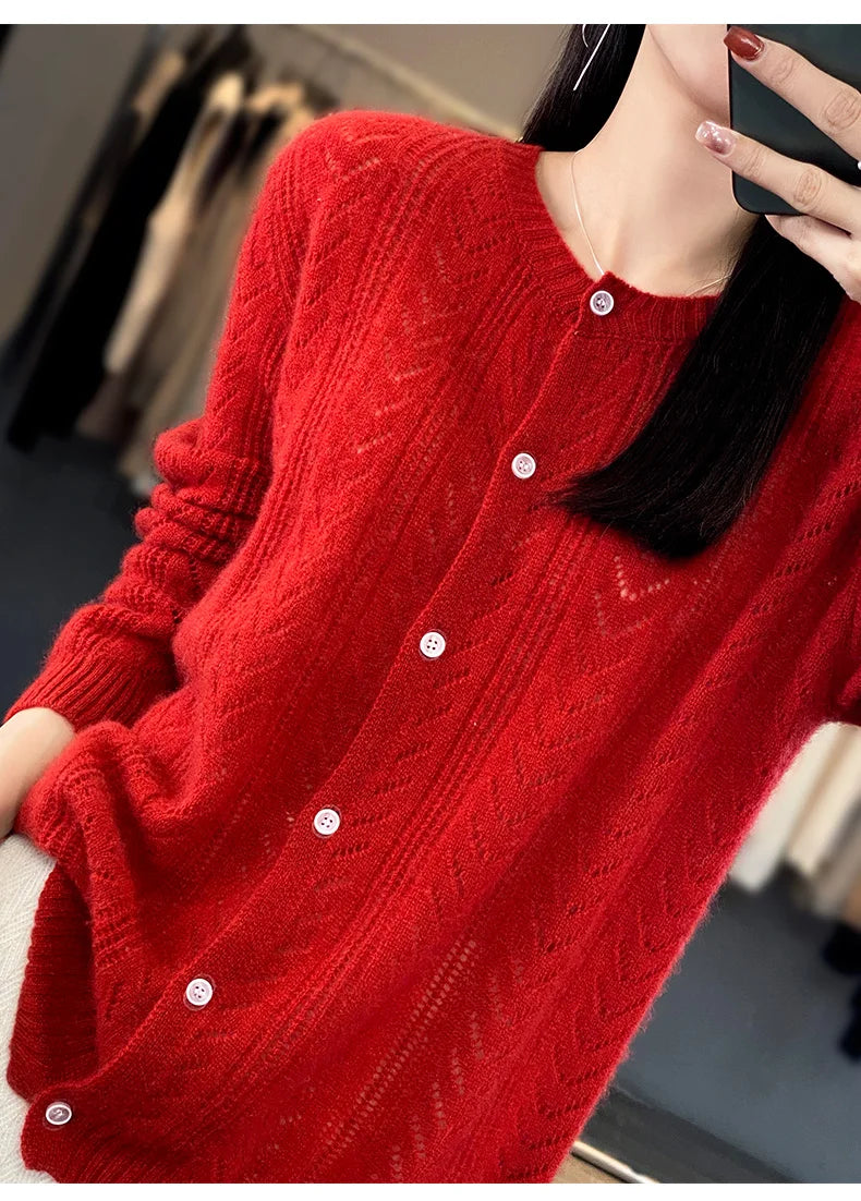 Round Neck Wool Cardigan