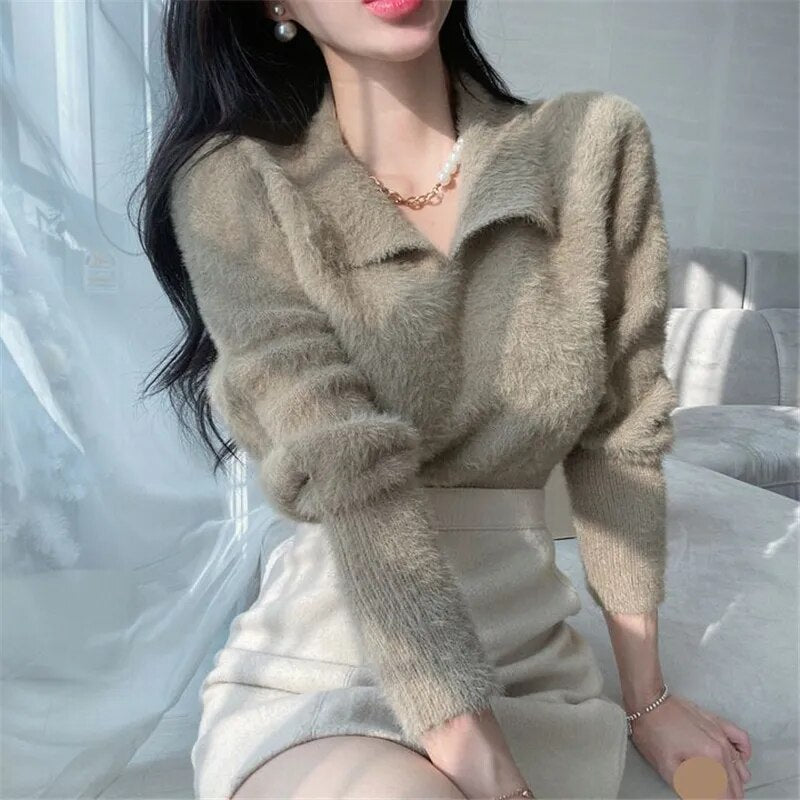 Fluffy Collar Soft Sweater