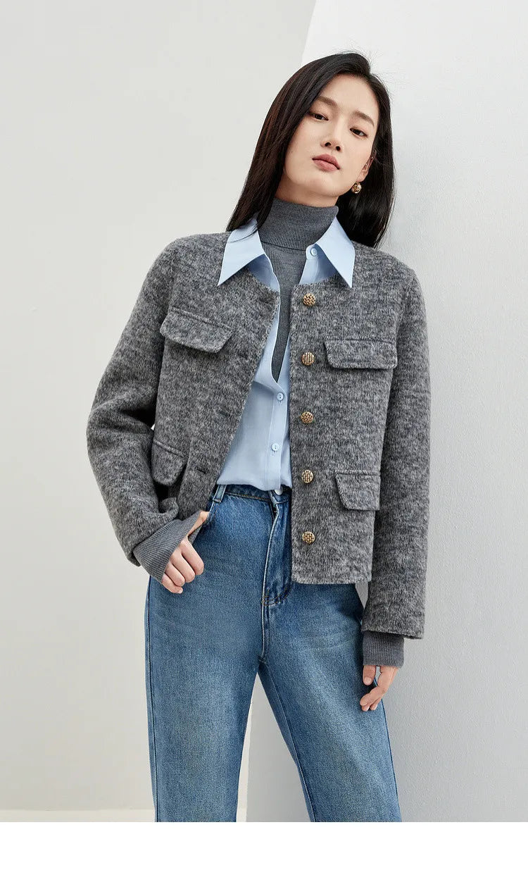 Woolen Cropped Elegant Jacket