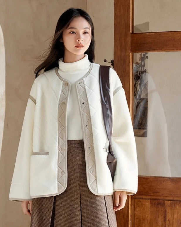 Mid-Length Lamb Imitation Wool Jacket