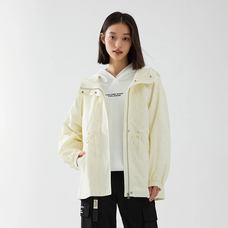 Mid-Length Casual Loose Hooded Jacket