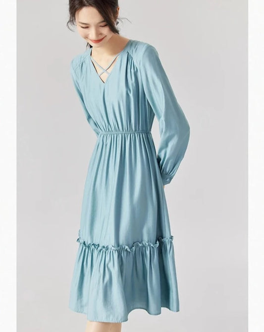 Elegant V-Neck Midi Dresses