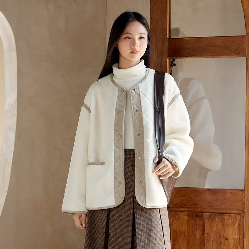 Mid-Length Lamb Imitation Wool Jacket